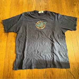 Vintage UTILITY Brand Dragon Graphic T-Shirt | Y2K/90s Blue Gold Print Tee Large
